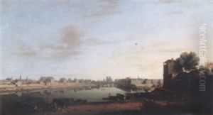 Paris, The Seine Looking West Towards Notre-dame And Ile De La Cite by Pierre Antoine Demachy