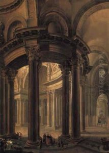 Architects Working In The Apse Of A Cathedral by Pierre Antoine Demachy
