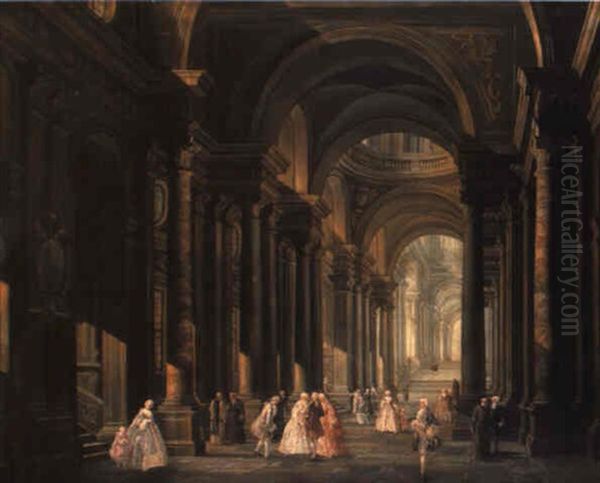 The Atrium Of A Cathedral With Gentlemen And Ladies - view 1