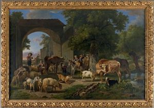 La Sortie De La Ferme La Rentree Des Animaux A La Ferme (2 Works) by Jean-Louis Demarne