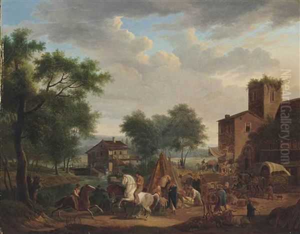 Market Scene Before A Village - view 1