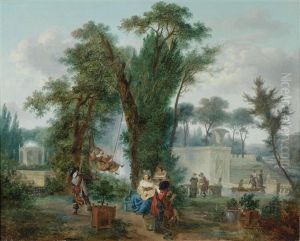 A Merry Party Making Music In A Park by Jean-Louis Demarne