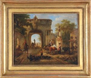 Cour De Ferme Dans Les Ruines D'une Abbaye Gothique by Jean-Louis Demarne