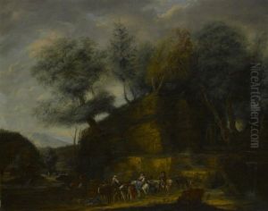 A Rocky Landscape With Figures In The Foreground