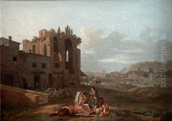 La Halte Des Paysans Dans Un Paysage Italianisant - view 1