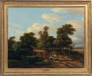 Paysage Au Gue Et Au Troupeau