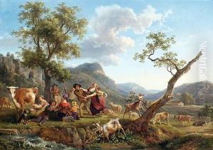 Hirtentanz Vor Weitem Landschaftshintergrund