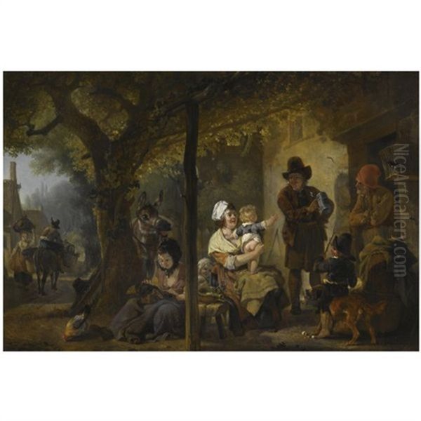 Figures Gathered Outside An Inn - view 1
