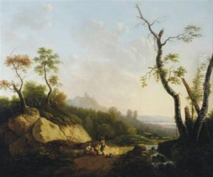 Figures Resting In A Wooded Valley (+ Another; Pair) Figures Resting In A Wooded Valley (+ Another; Pair)