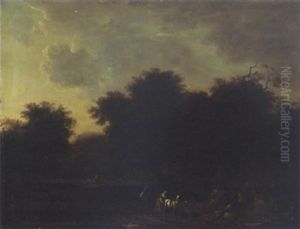 A Shepherdess And Travelers In A Wooded Path by Jean-Louis Demarne