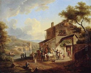 A Landscape With Soldiers Taking Leave From Their Families