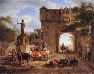 A Dairy-maid Watering Her Cattle Before The Gates Of A French Town