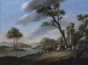 Flusslandschaft Mit Hirtenstaffage