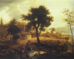 Les Travaux Des Champs Pres D'une Ferme by Jean-Louis Demarne