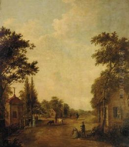 Elegant Company Meeting At The Village Gate Of A Country House