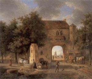 View Of A Town Square by Jean-Louis Demarne