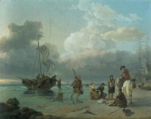 Pecheurs Sur La Plage by Jean-Louis Demarne