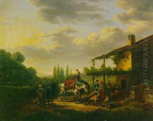 Rastende Soldaten Vor Einer Schenke by Jean-Louis Demarne