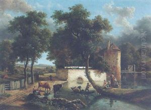 Landscape With Figures Near A Moated Chateau