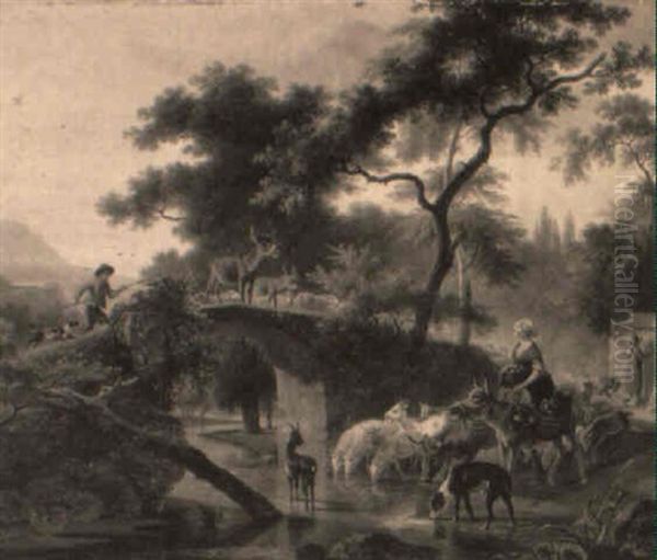 Scene Pastorale Au Pont De Pierre - view 1