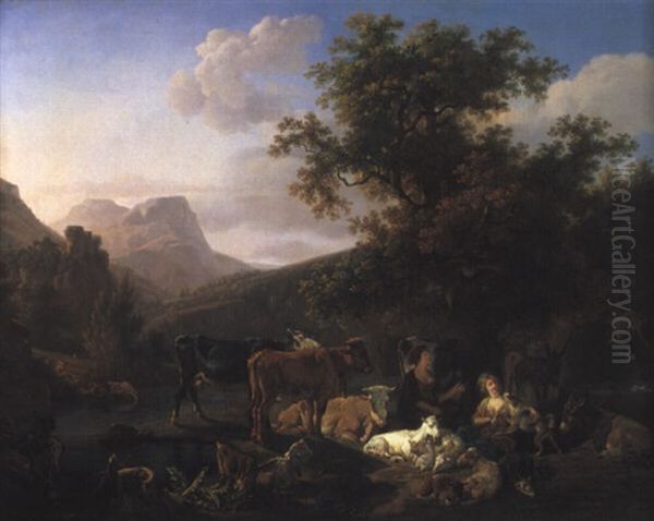 Deux Bergeres Dans Un Paysage - view 1