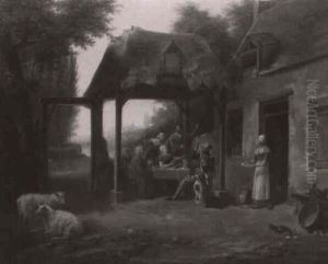 Scene D'auberge Au Bord De L'eau by Jean-Louis Demarne