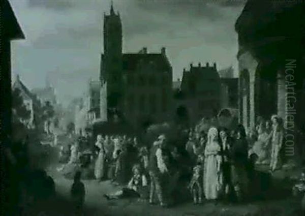 A Market Scene In A Town - view 1