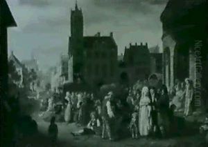 A Market Scene In A Town