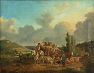 Travelers With A Loaded Cart by Jean Francois Demay