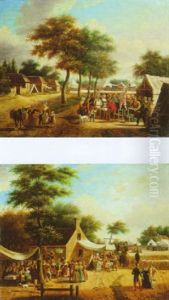 Scene De Bal Dans Un Village by Jean Francois Demay