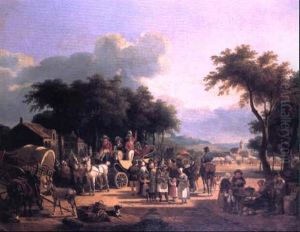 La Halte Au Village Et Le Dejeuner De Chasse by Jean Francois Demay