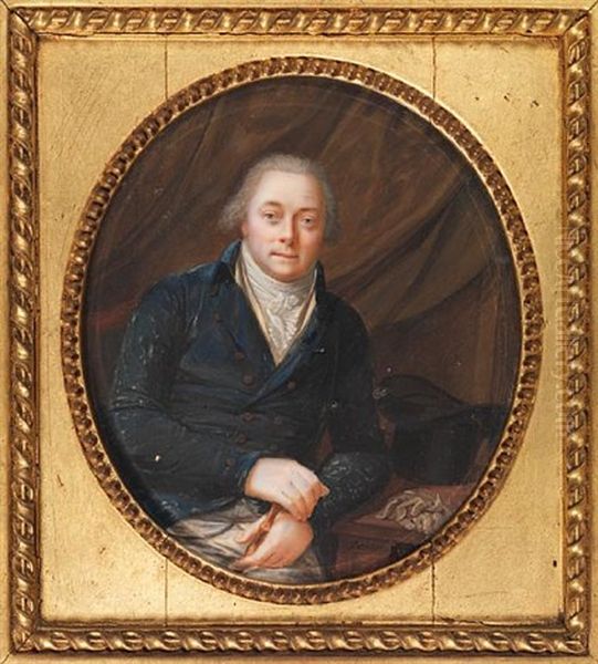 A Gentleman, Wearing Light Grey Breeches, Blue Double-breasted Coat, Pale Yellow Waistcoat, White Frilled Chemise, Stock And Tie - view 1