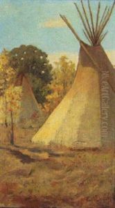 Bull's Camp, Little Big Horn River, Montana by Edwin Willard Deming