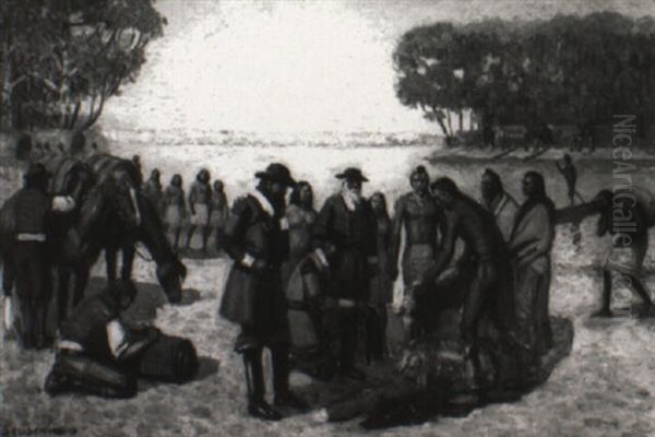 Peter Minuit Buying Manhattan Island From The Indians - view 1