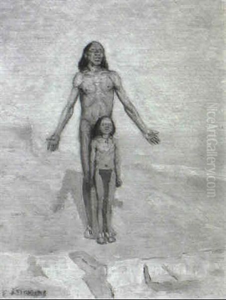 Indian Father And Child Prayer - view 1