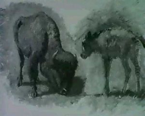 Buffalo And Her Calf by Edwin Willard Deming