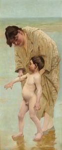 Mere Et Enfant Au Bord De L'eau