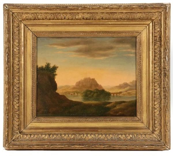Tableau Paysage, Environs Du Naples, Soleil Couchant - view 1