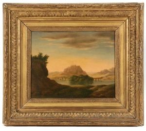 Tableau Paysage, Environs Du Naples, Soleil Couchant by Charles Demory
