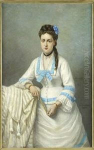 Portrait De Femme A L'eventail by Charles Demory