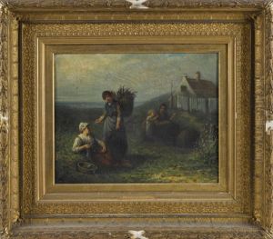 Landscape With Figures Harvesting by Jan Jac Matthys Demschroeder