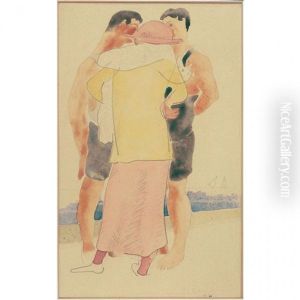 Two Men And A Woman On The Beach by Charles Demuth