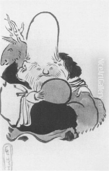 Chinese Figure With Reindeer - view 1