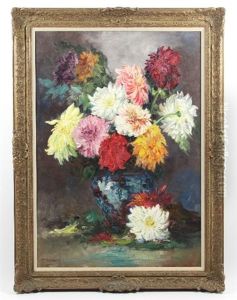 Still Life, Chrysanthemums by Paul Denarie