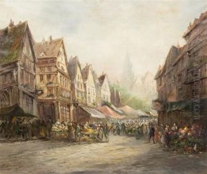 Market Scene, Strasbourg by Paul Denarie