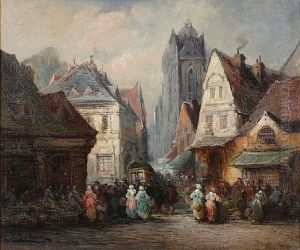 A Market Scene In Rouen