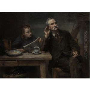Reading To Grandfather by Charles Clement Denet