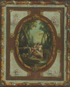 A Couple Picnicking In A Garden With A Spy In The Background; A Lute Player With A Couple And A Child; A Shepherdess Playing A Flute (3 Works)