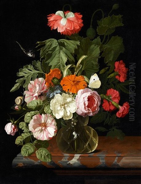 Flower Still Life With A Snail And Dragonfly - view 1