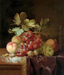 Stillleben Mit Weintrauben Und Pfirsichen by Isaac Denies
